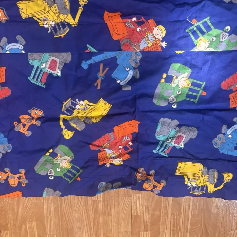 Vintage Bob The Builder Valance Curtain Panel 16H x 42W Children's Room Set Of 2